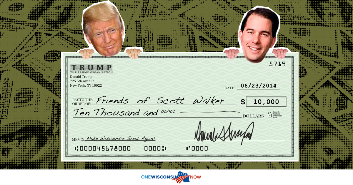 Donald Trump Scott Walker 10000 Dollar Check